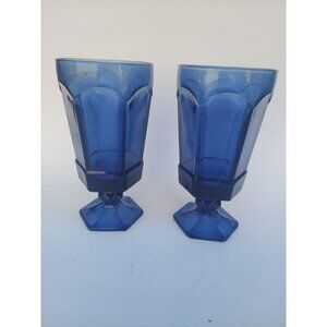 2 Vintage Fostoria Cobalt Iced Tea Goblets